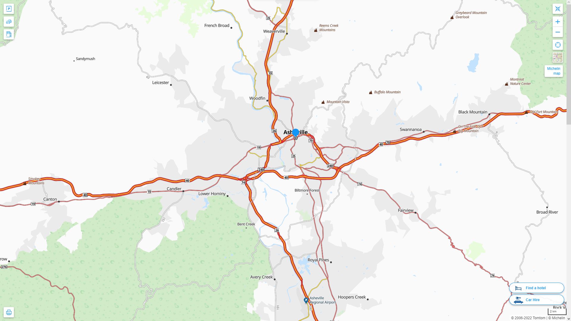 Asheville North Carolina Highway and Road Map